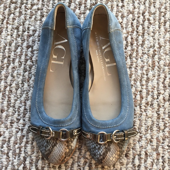 Attilio Giusti Leombruni Snakeskin denim ballet - Picture 2 of 7